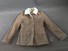 Jlo By Jennifer Lopez Womens Brown Leather Button Barn Jacket M Sherpa Lined