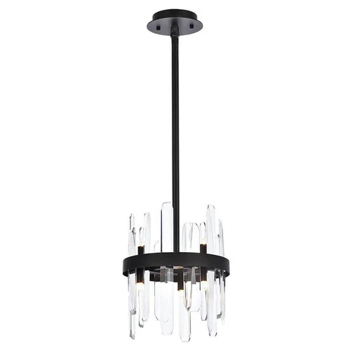 Elegant Lighting Serena 10" Round Modern Iron and Crystal Pendant in Black - Picture 1 of 8