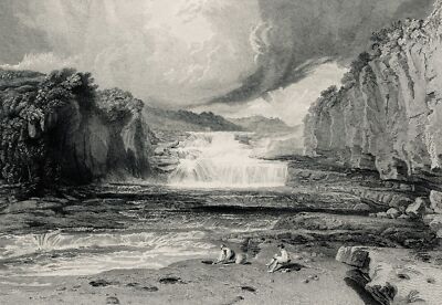c1879 Antiker Druck Yorkshire Dales Duerley Beck AYSGARTH FORCE von J.M.W. Wender
