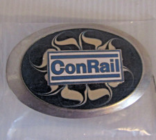 Vintage Blue Silver Conrail Railroad Locomotive Enamel Belt Buckle NEW