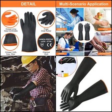 14" XL Size Latex Chemical Resistant Reusable Heavy Duty Long Rubber Gloves Men