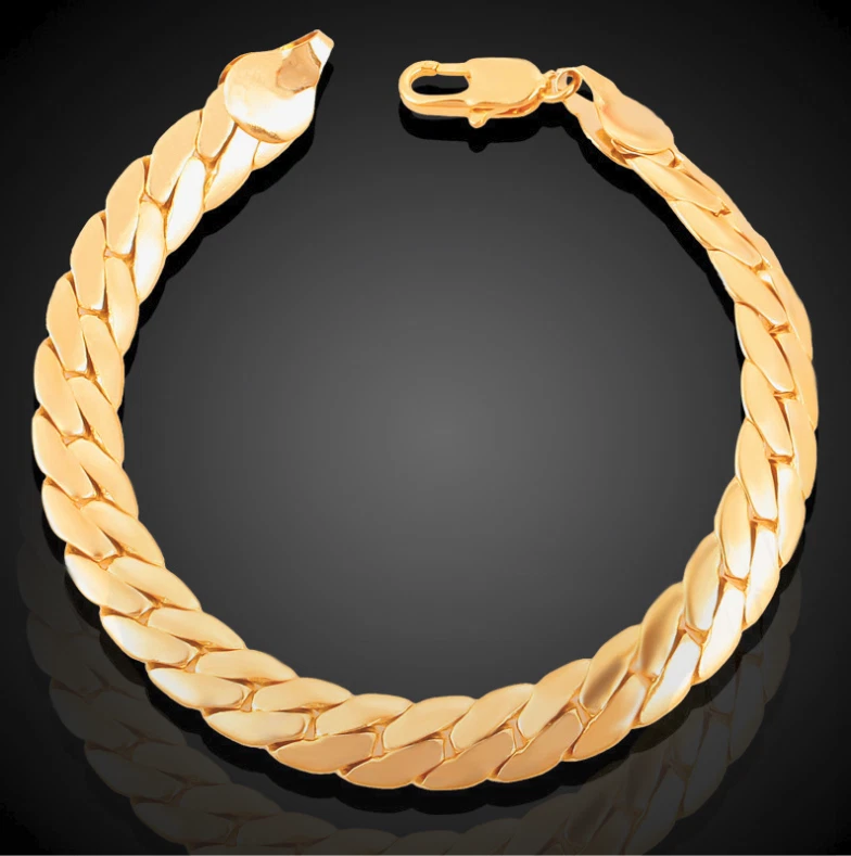 Gold 18k Armkette Kette 6MM für Herrenkette Armband Geschenk Herren Damen 21cm - Bild 3 von 4