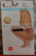 Vintage Pantyhose Hanes Solutions Ultra Sheer Color Black size B BQUE1