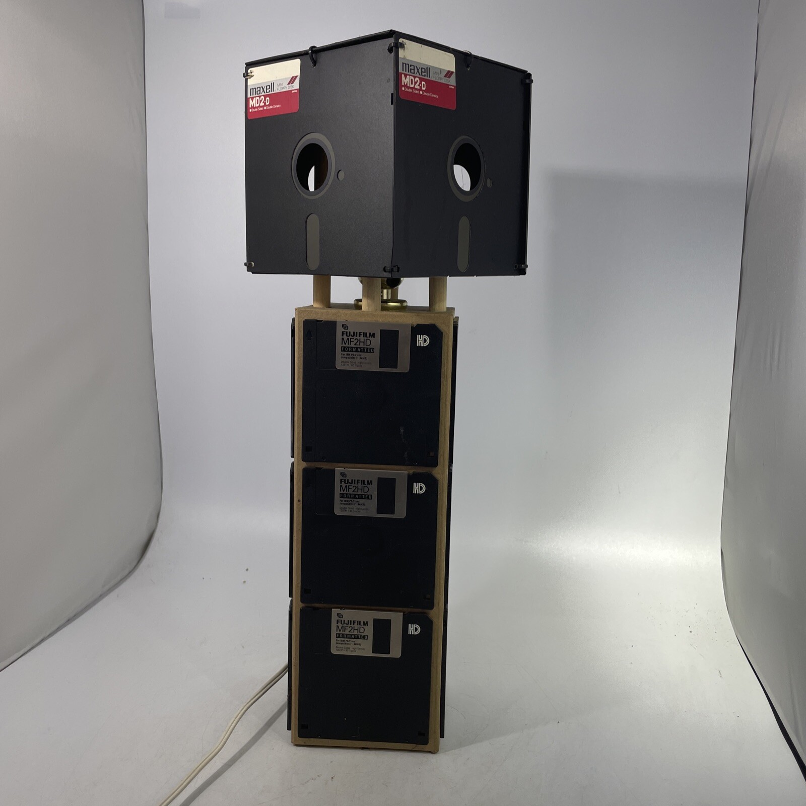 Vintage Custom Made Floppy Disk  Lighted Lamp Computer Computing Retro Old Days-image