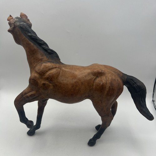 Ancienne statue de cheval Palomino enveloppée de cuir S. Curtis marron noir RARE ! - Photo 9/21