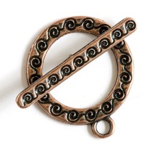 Scrolls Round Toggle Clasp Copper Plated 43502 1 20mm