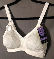 34D Wirefree Bra Double Support Wireless White Bali Comfort U Spa Back Bra NWT