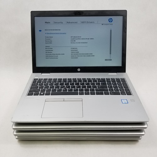 Lot of 4 HP ProBook 650 G5 15.6" Laptop i5-8265U 1.60GHz 8GB RAM 256GB SSD No OS