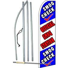 Smog Check Official State Flag with Flag Pole and Spike
