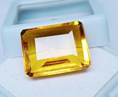 Natural Brazilian  Orange Topaz 13-14 Ct Emerald Cut Loose Certified Gemstone