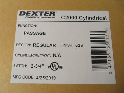 Dexter Commercial Hardware C2000-PASSAGE-R-626 Satin Stainless