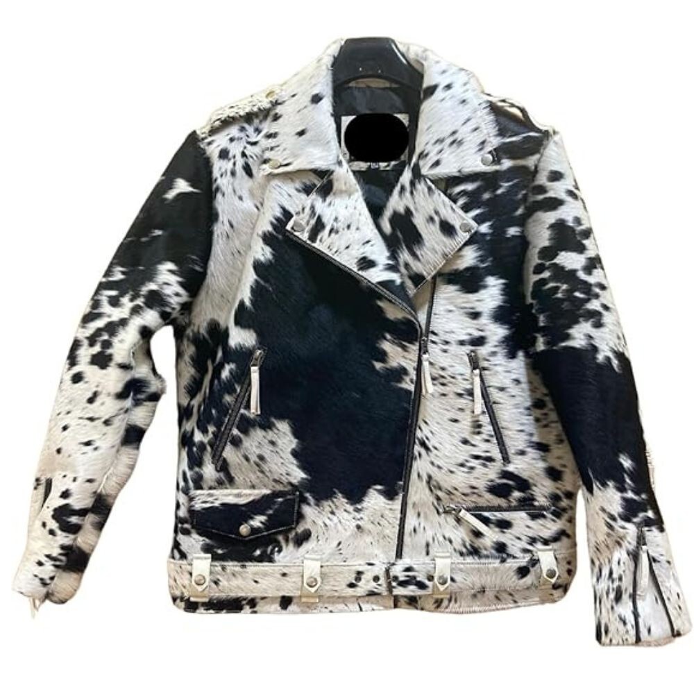 Giacca biker uomo mucca capelli naturali pelle stile classico pony giacche pelle