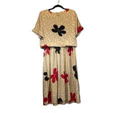 Made in the U.S.A. Vintage Starlo Red & Black Flower Dress Size 9/10