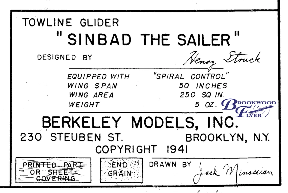SINBAD THE SAILER Kit PLAN + PARTS PATTERNS to Build Struck's 50” Towline Glider - Image 2 of 4