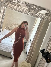 House Of CB Evening Dress Bronze Brown XS Cut outs Worn Once