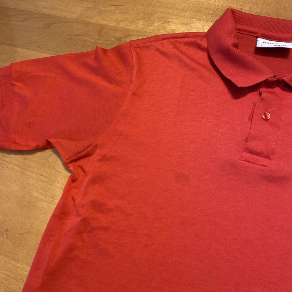 Polo rojo manga corta vintage para hombre doble K granjas talla grande hecho en ganado EE. UU. Foto 3 de 4