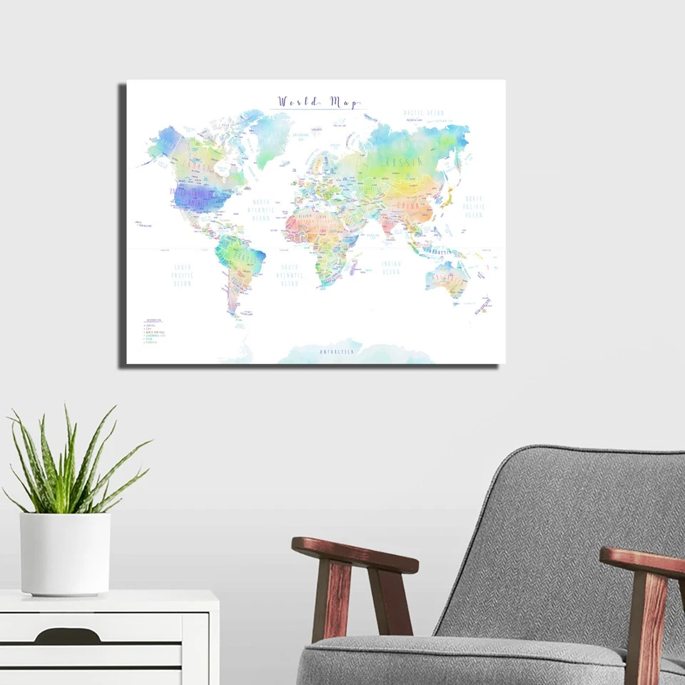 Mapas Mapa Mundial Gigante Internacional Póster Lienzo Impresión Arte de Pared Imágenes Obra de Arte Foto 4 de 4