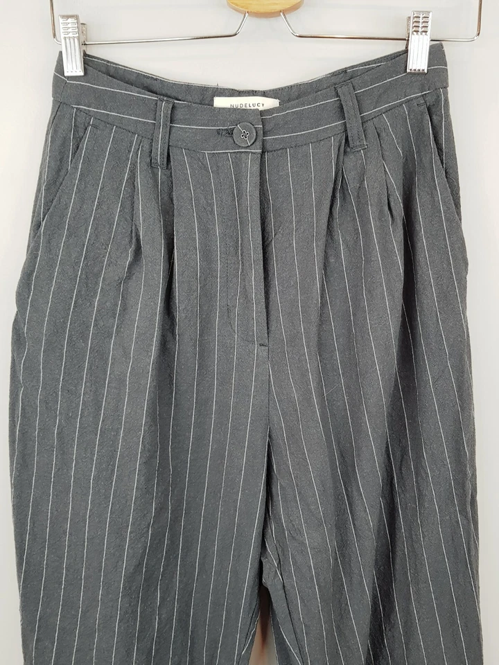 Pantalones a medida NUDE LUCY para mujer talla S u 8 Finley a rayas mezcla de lino Foto 2 de 4