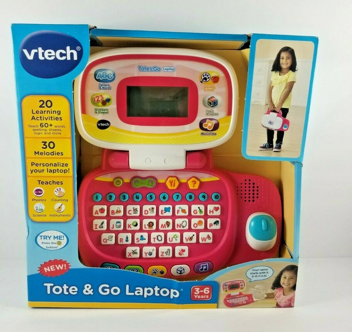 New Vtech Tote And Go Laptop Computer Kids Toddler Learning Games Education Pink