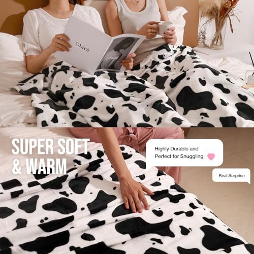 Cute Throw Blanket Soft Blanket Flannel All-Season Couch Cozy 60*70 Inch Cow - Picture 5 of 6