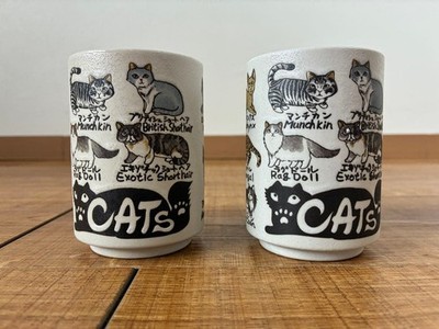 Cat Tea Cup 2 Piece Set Mino Ware Arita Ware Hasami Ware Mug Cafe Tableware