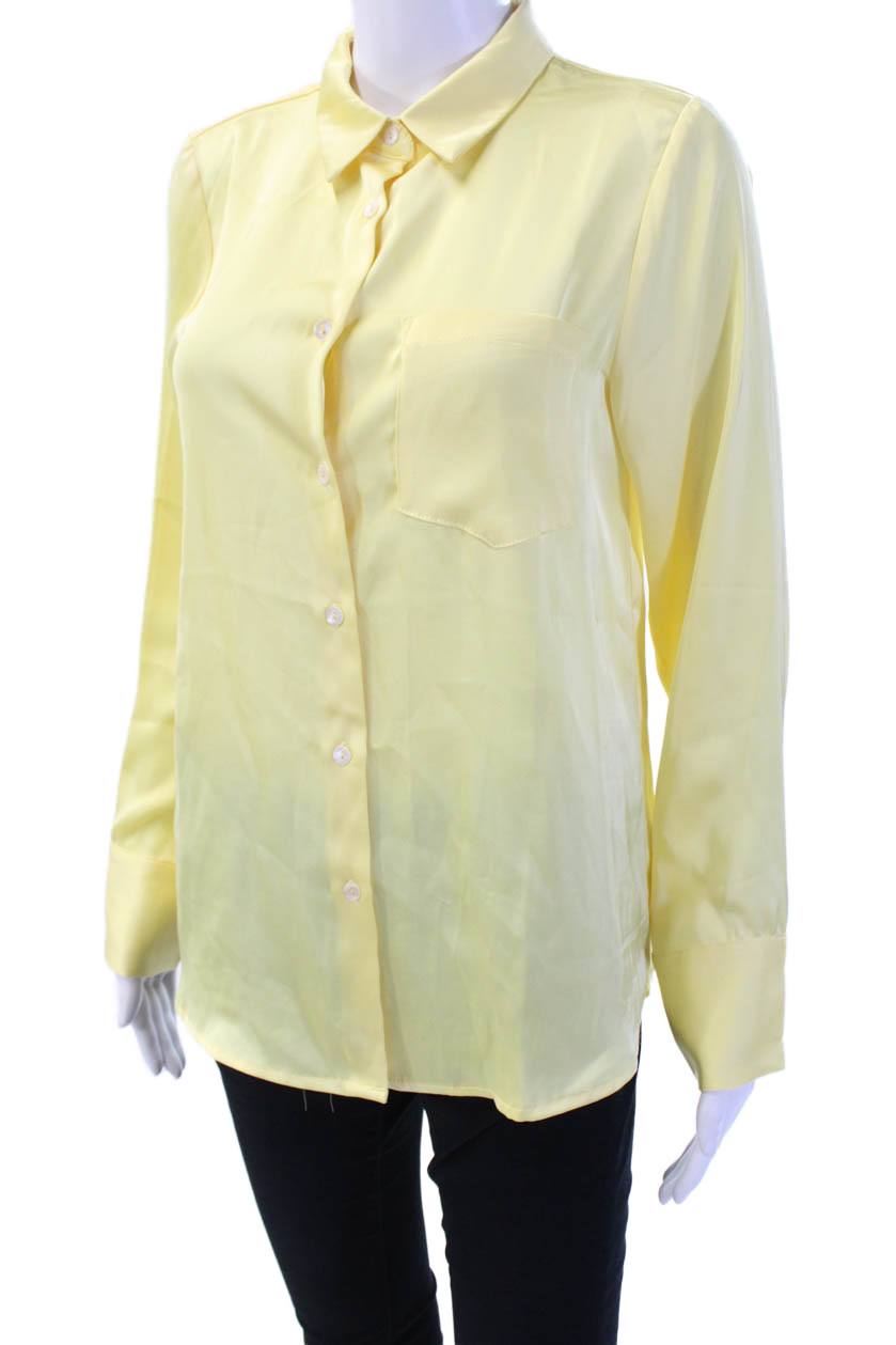 Aqua Women Basic Collared Button Up Blouse Long S… - image 2