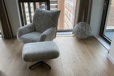 Authentic 2021 Edra Chiara Chair and Pouf/Footstool. Fabric: T8123