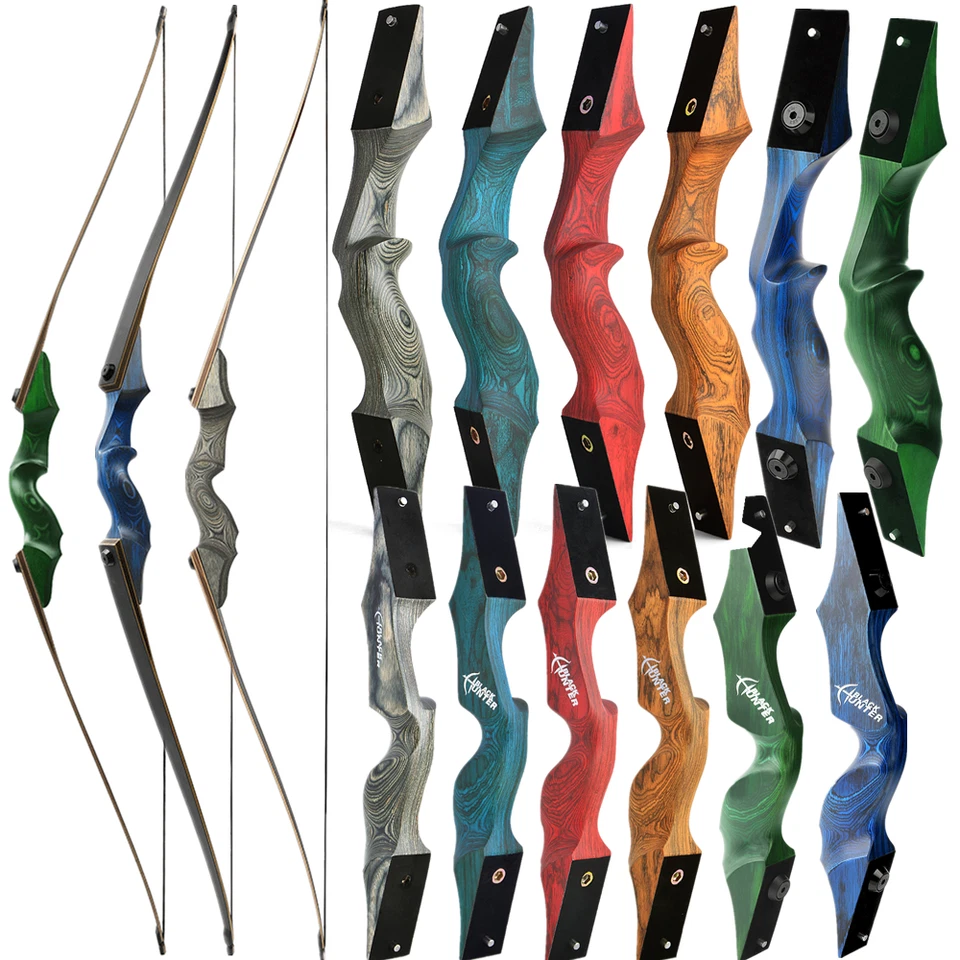 Elevador de madera de tiro con arco largo de derribo de 60" extremidades de 20-60 lb de bambú tiro al blanco Foto 4 de 4