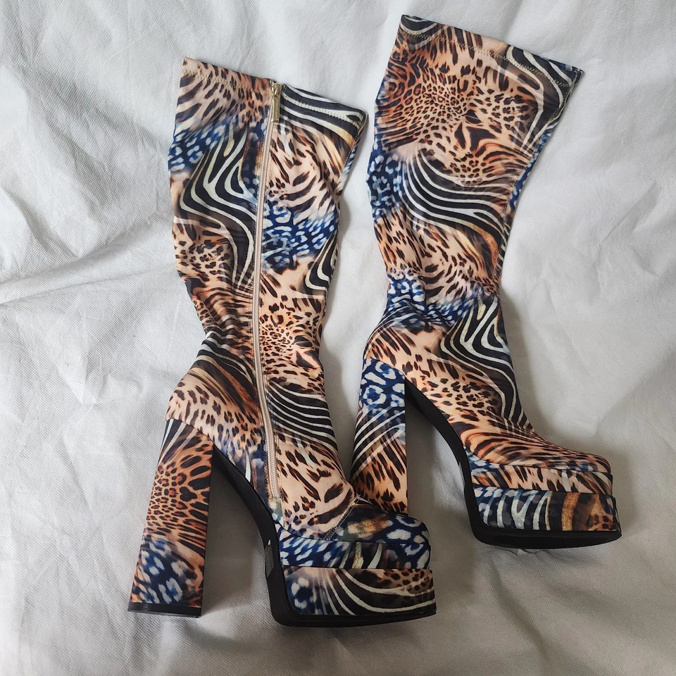 Botas de Plataforma Cape Robbin Eye Of The Tiger - Naranja/Azul Talla 10 Foto 2 de 4