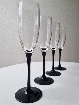 France Luminarc Sekt/Champagner Gläser 4 Stck. Schwarz   22 cm Glas Vintage