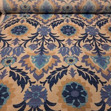 Waverly Sun N Shade Santa Maria Azure Outdoor Fabric Blue Beige Floral Retro USA