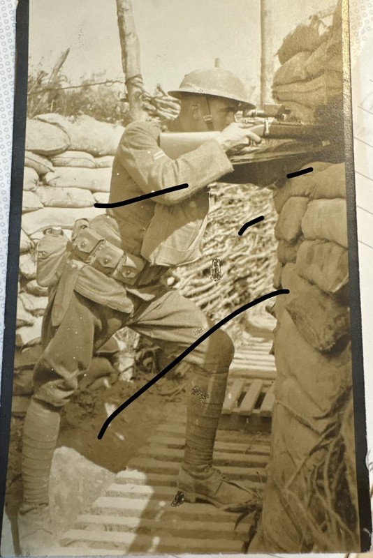 WWI US Doughboy Sniper In Trench - Rare - Real Photo Postcard