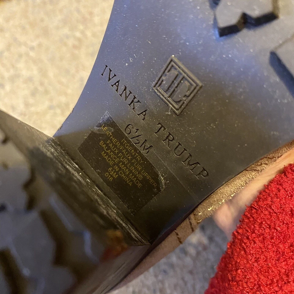 Botines Ivanka Trump Tacones de Encaje con Cremallera Lateral Cuero Marrón Piel Sintética Dama 6.5 Foto 4 de 4