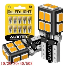 AUXITO T10 168 2825 Amber 3000K LED License Plate Side Marker Light Bulb 2/10x