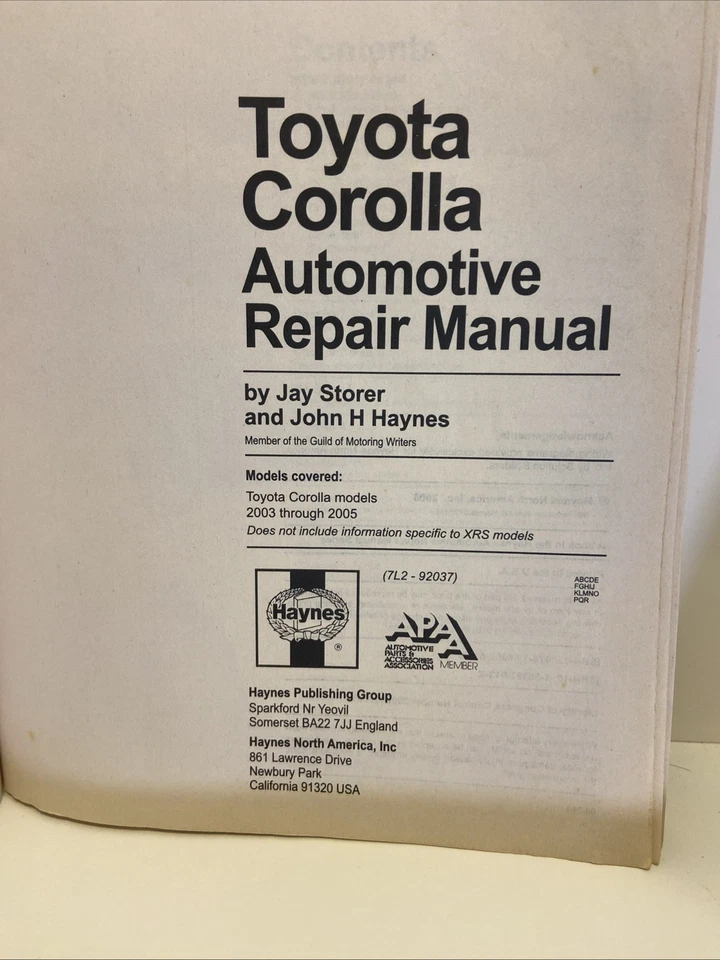 Toyota Corolla 2003-2005 Haynes Repair Manual 92037 Automotive Service Book - Image 4 of 4