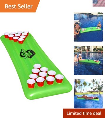 Ultimate Inflatable Beer Pong Table - Neon Green & Easy Inflation - 10 Cup Setup
