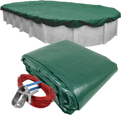 18 X 40 Ft Professional Green Winter Oval Pool Cover for above Ground Pools, 4 F