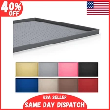 Dog Feeding Mat Waterproof Silicone Pet Food Tray with Raised Edge Non-Slip Grey