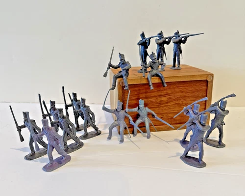 Marx 54 MM Alamo Mexican Shako Infantry Set 16 Dark Grey VINTAGE Plastic Soldier