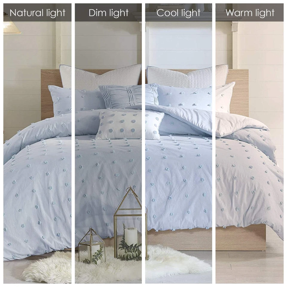 Matching Shams, Decorative Pillows Cotton Comforter Set-Jacquard Tufts Pompom... - Image 2 of 4