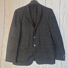 Rare Vintage 1950's Men  s Blazer Scottish Wool Black Herringbone Melbrookes Coat
