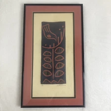 Vintage Original Framed Mixed Media Art Bird Dove Tree Signed & Number 