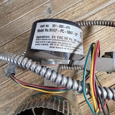 Weil Mclain Vent Damper RVGP-PC-5BKF-CP - 24 Vac 60 Hz With Harness