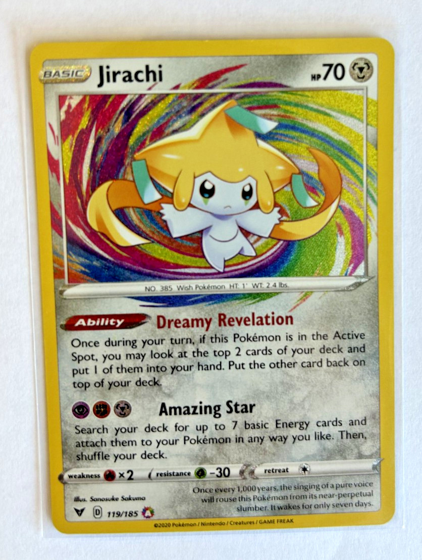 Jirachi 119/185 Swsh04: Vivid Voltage Holo Silver Colorful Awesome Pokemon Card