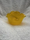 MURANO BLENKO STYLE YELLOW CONTROLLED BUBBLE ART GLASS HAND BLOWN  ASHTRAY