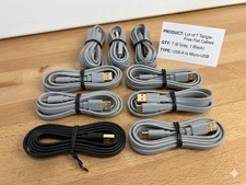 Lot of 7 Flat Micro USB Cables- 3ft Sync  Charge Cord Android/Kindle Gray Black