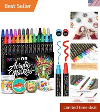 Dual Tip Acrylic Paint Markers Set - 24 Colors for Creative Projects