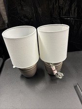 Dark Grey 2-Pack Threshold Mini Ceramic Table Lamp, with Ribbed Base Drum Shade