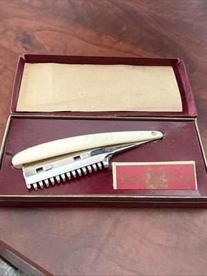 Vintage Durham Duplex Razor In Original Box With 6 Razors, Made In Usa