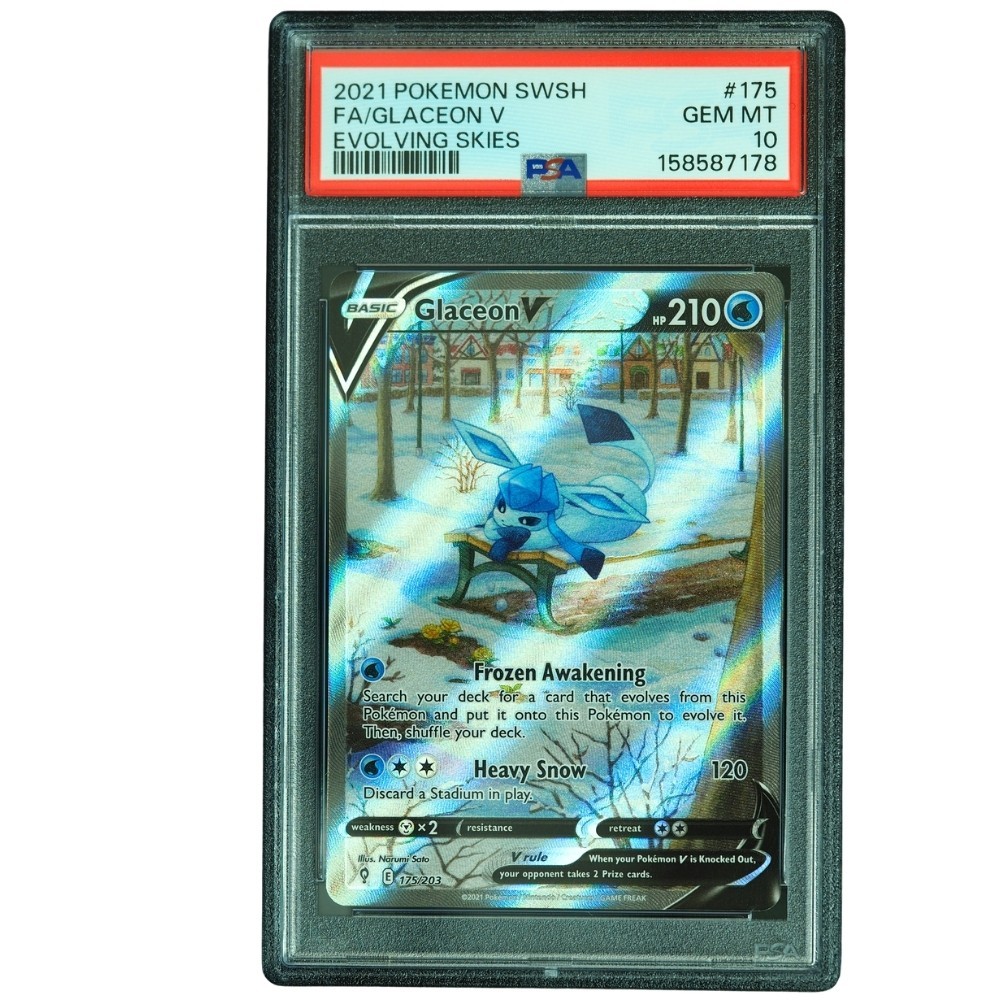 Glaceon V #175/203 Evolving Skies Alt Art UR Holo PSA 10 Pokemon Card*TEW